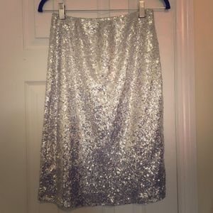 Silver Sequin Pencil Skirt